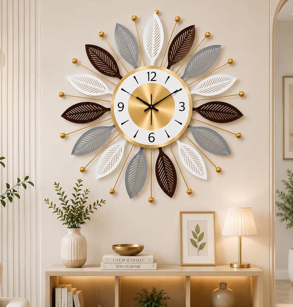 Leaf Sunburst Wall Clock