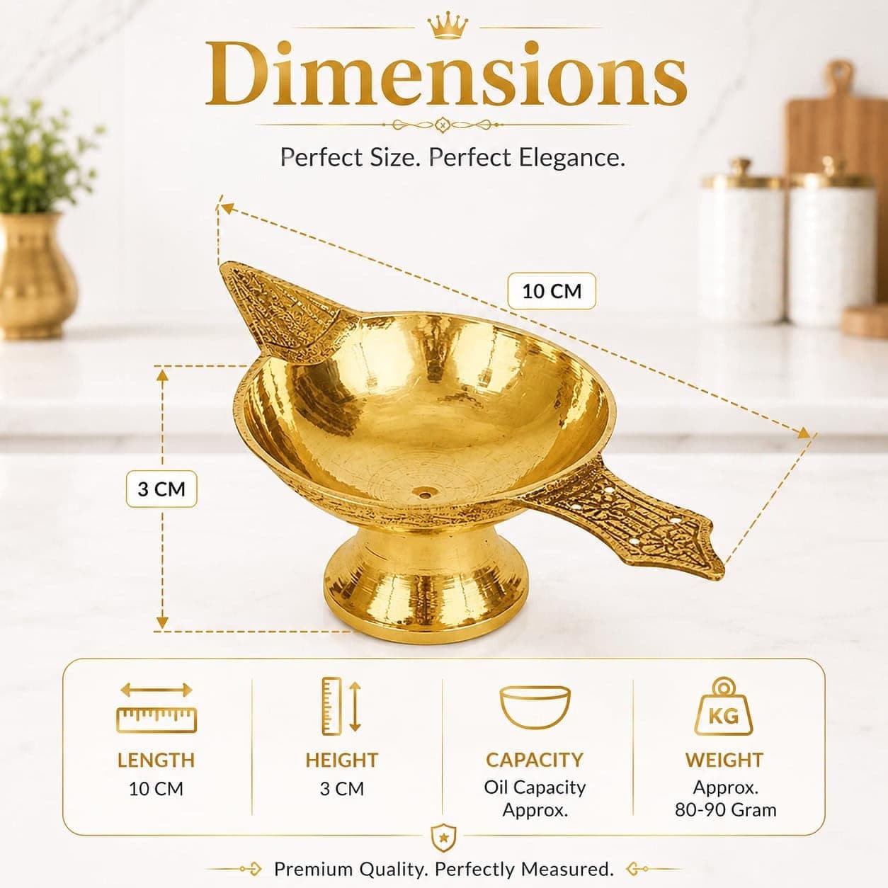 Brass Diya with Curved Handle