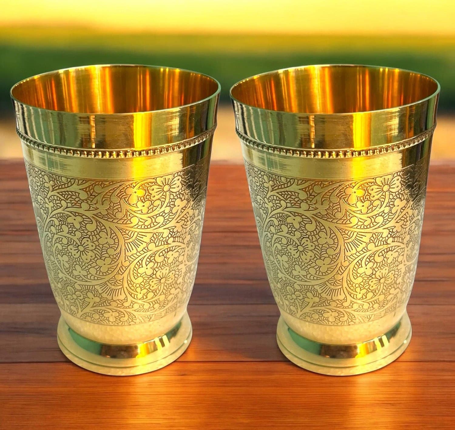 Brass Engraved Glass (Pair)